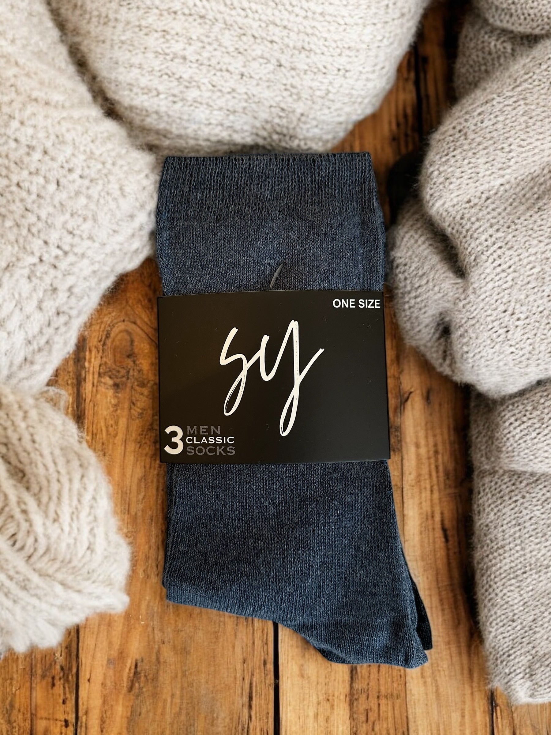 Chaussettes Longues Homme – Bleues – Pack de 3 Paires