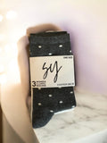 Chaussettes à Pois Gris et Blanc Femme – Pack de 3 Paires