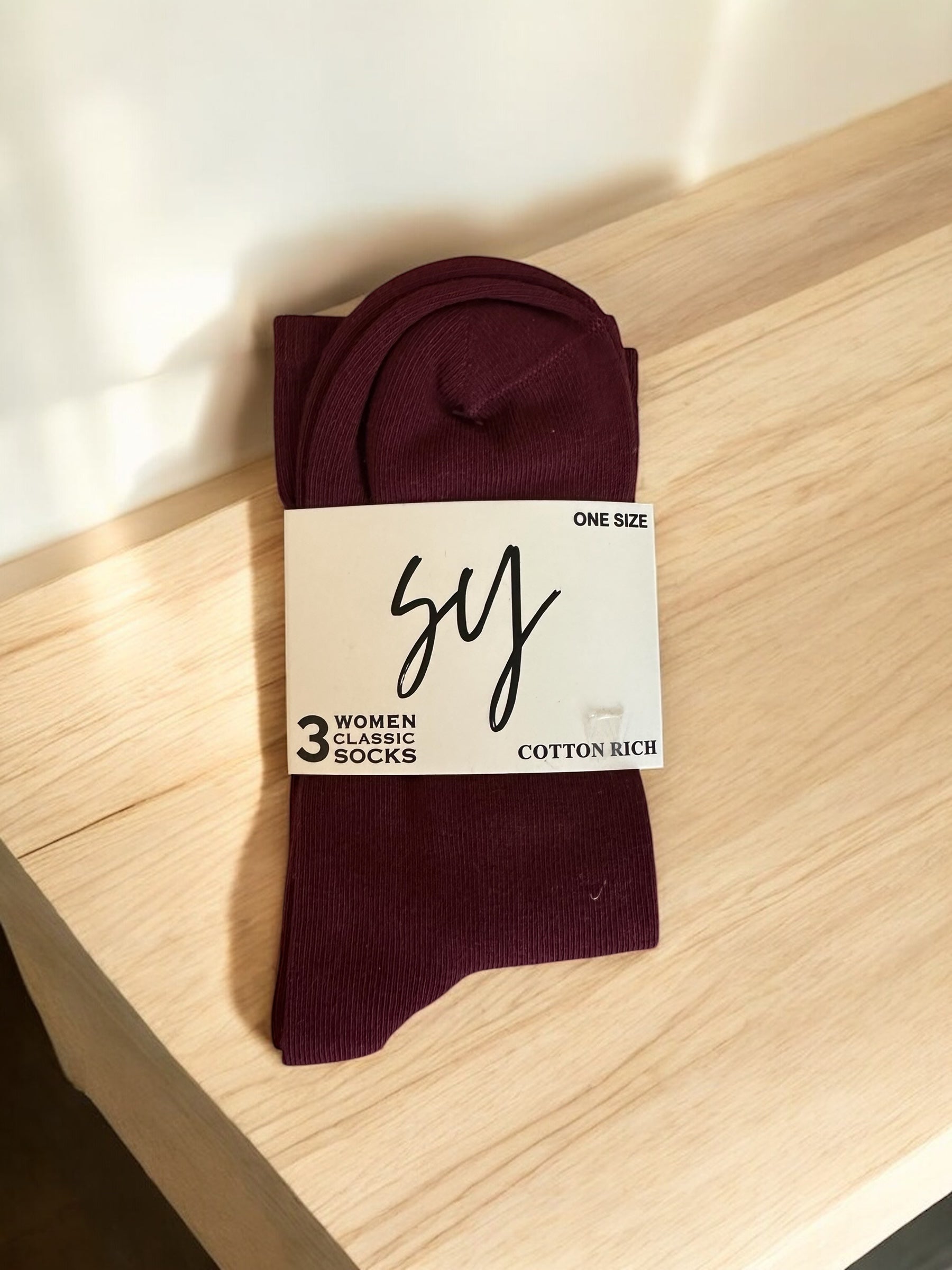 Chaussettes Longues Bordeaux Femme – Pack de 3 Paires