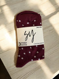 Chaussettes à pois Bordeaux Femme - Pack de 3 Paires