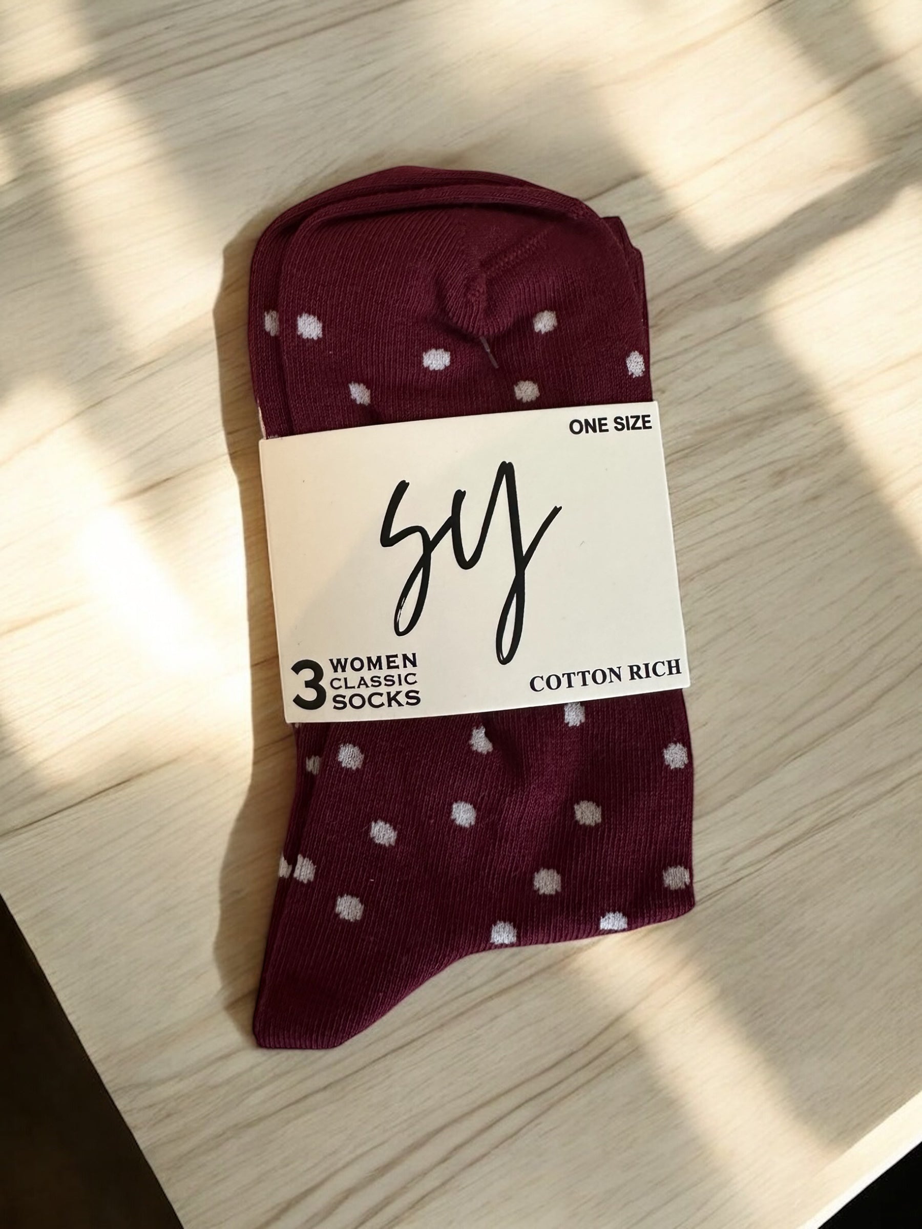 Chaussettes à pois Bordeaux Femme - Pack de 3 Paires